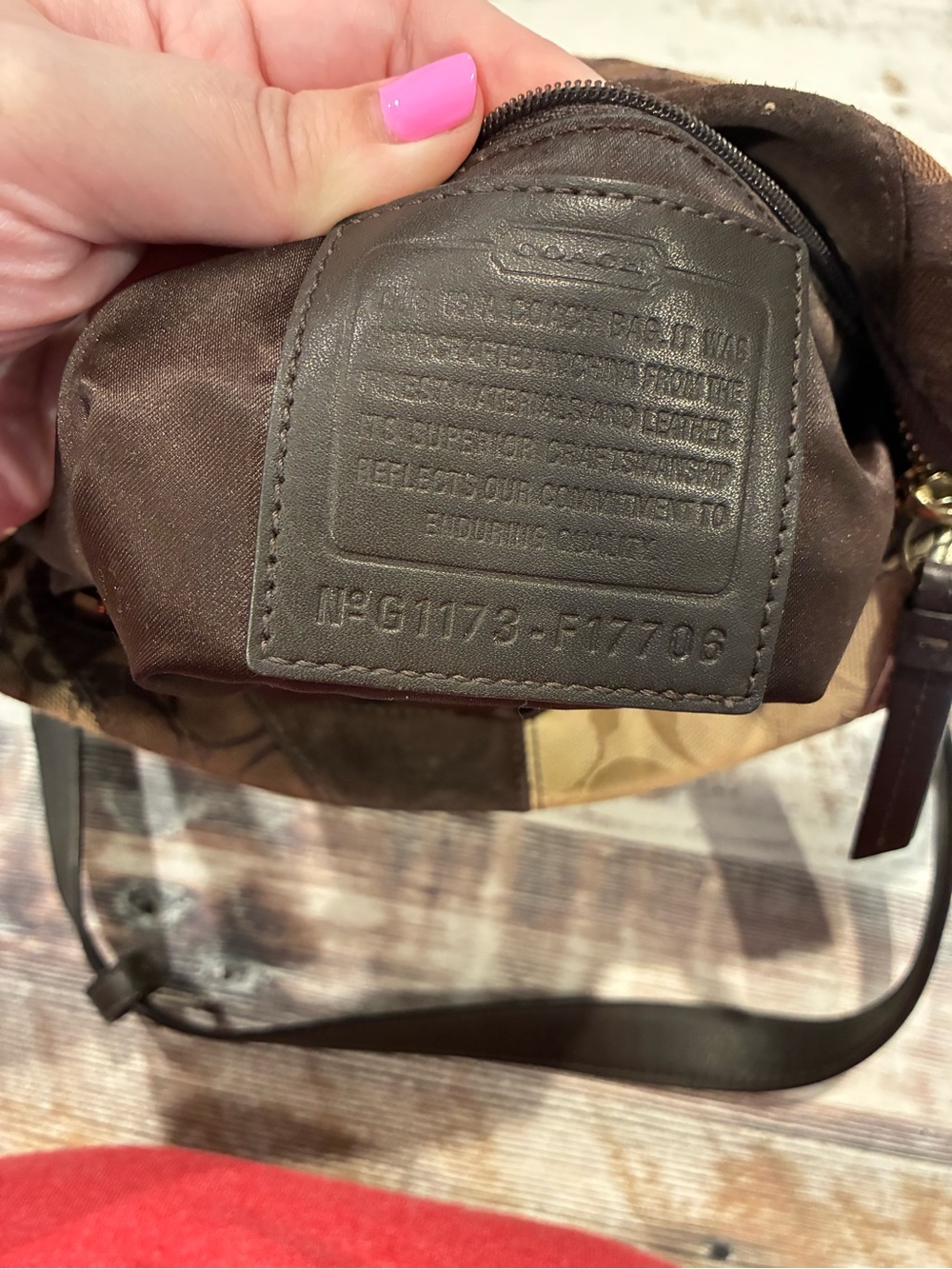 2012 Coach Patchwork Crossbody Bag in Brown, Metallic Gold and Tan - Picture 5 of 5
